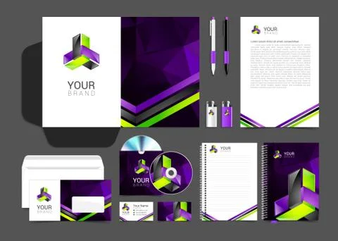 Corporate identity creative color template design, business. Stock Illustration