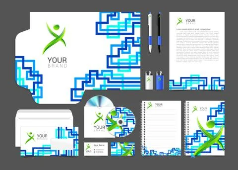Corporate identity creative people package template design Stock Illustration