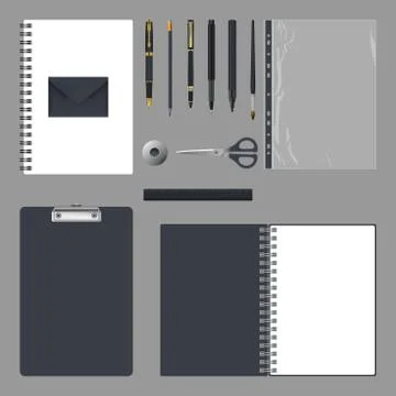 Corporate identity design. Empty elements template isolated on gray backgroun 库存插图