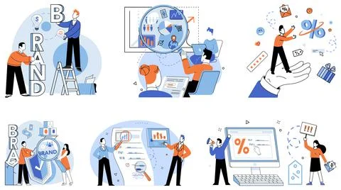 Corporate identity. Development, evolution, propels corporation forward, ad.. Stock Illustration