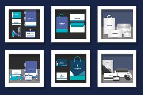 Corporate identity objects set vector design Stock Illustration