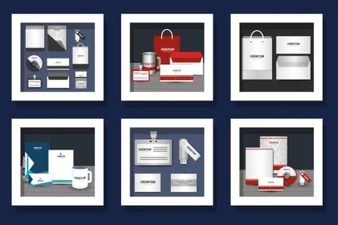 Corporate identity objects set vector design Stock Illustration