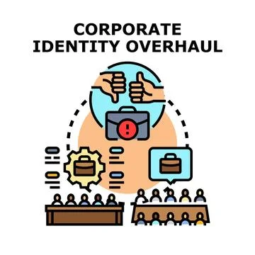 Corporate identity overhaul process and strategic design Illustrazione stock