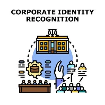 Corporate identity recognition process achieving brand building Stock Illustration
