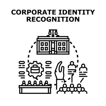 Corporate identity recognition process achieving brand building Stock Illustration