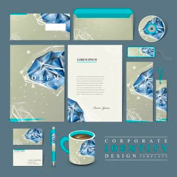 Corporate identity set with diamond element Stock Illustration