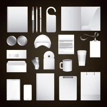 Corporate identity template blank design elements business stationery 스톡 일러스트