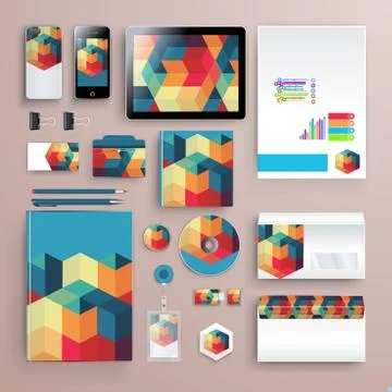 Corporate identity template with color elements. Vector company business styl Illustrazione stock