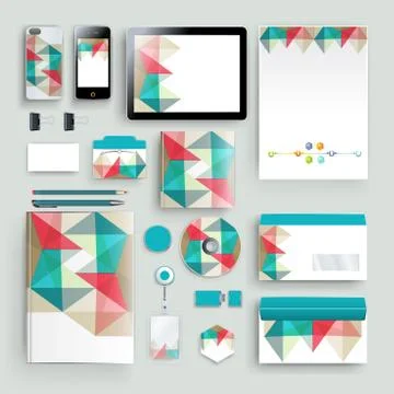 Corporate identity template with color elements. Vector company business styl 库存插图