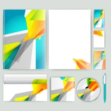 Corporate identity template with color elements. Vector company business styl Stock Illustration