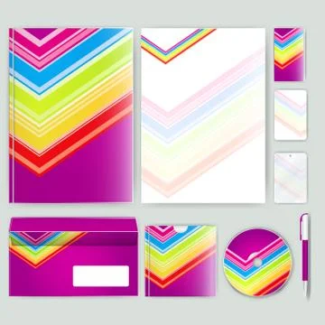 Corporate identity template with color elements. Vector company business styl 库存插图