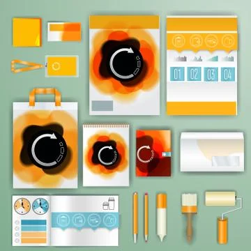 Corporate identity template with color elements. Vector company business styl Illustrazione stock