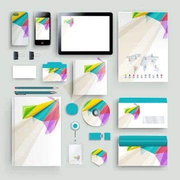 Corporate identity template with color elements. Vector company business styl Illustrazione stock
