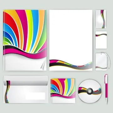 Corporate identity template with color elements. Vector company business styl Stock Illustration