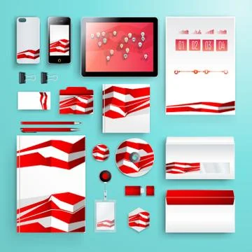 Corporate identity template with color elements. Vector company business styl Stock Illustration
