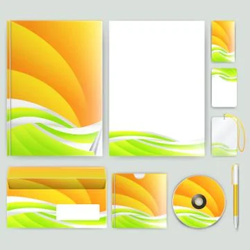 Corporate identity template with color elements. Vector company business styl 库存插图