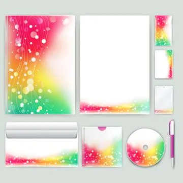 Corporate identity template with color elements. Vector company business styl 库存插图