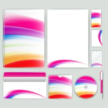 Corporate identity template with color elements. Vector company business styl Stock Illustration