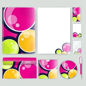 Corporate identity template with color elements. Vector company business styl 库存插图