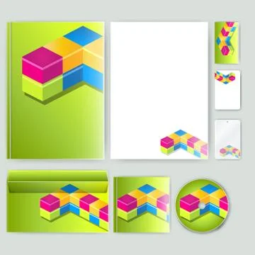 Corporate identity template with color elements. Vector company business styl Stock Illustration