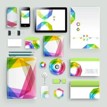 Corporate identity template with color elements. Vector company business styl Stock Illustration