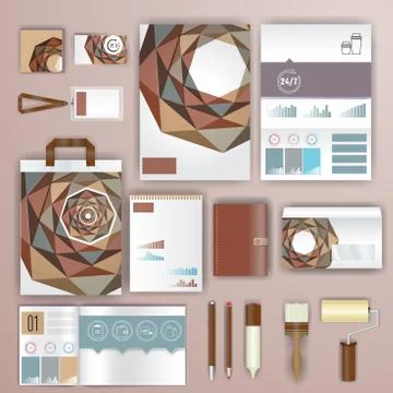 Corporate identity template with color elements. Vector company business styl イラスト素材