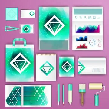 Corporate identity template with color elements. Vector company business styl 库存插图