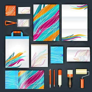 Corporate identity template with color elements. Vector company business styl 库存插图