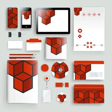 Corporate identity template with color elements. Vector company business styl 库存插图