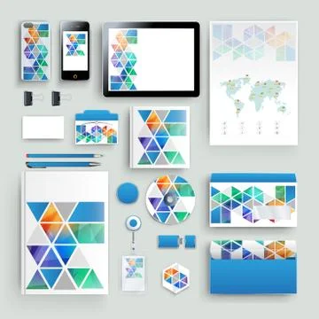 Corporate identity template with color elements. Vector company business styl Illustrazione stock
