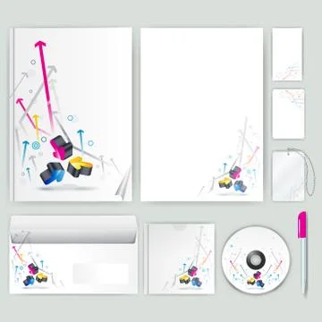 Corporate identity template with color elements. Vector company business styl Stock Illustration