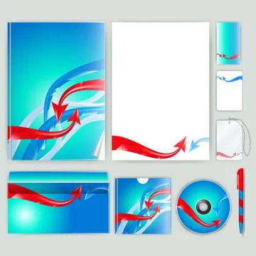 Corporate identity template with color elements. Vector company business styl 库存插图