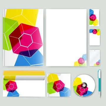Corporate identity template with color elements. Vector company business styl Stock Illustration