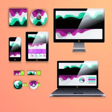 Corporate identity template with color elements. Vector company business styl Stock Illustration