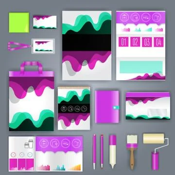 Corporate identity template with color elements. Vector company business styl Illustrazione stock