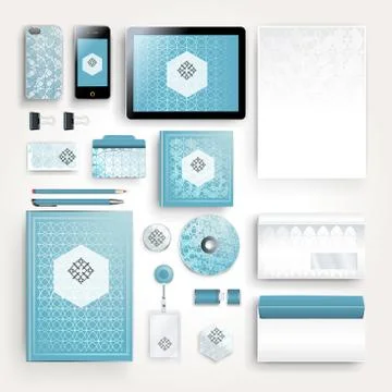 Corporate identity template with color elements. Vector company business styl 库存插图