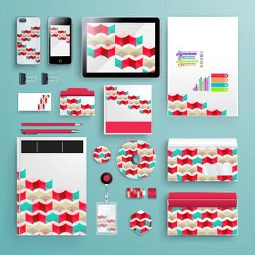 Corporate identity template with color elements. Vector company business styl Stock Illustration