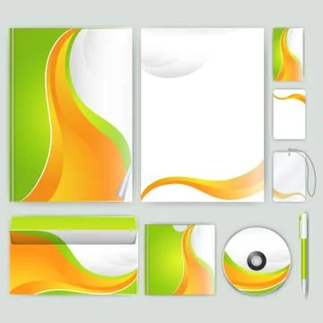 Corporate identity template with color elements. Vector company business styl 库存插图