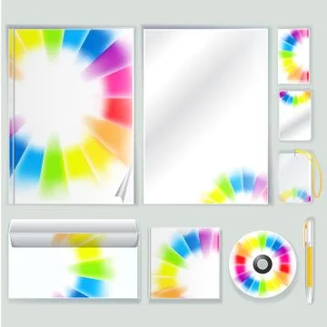 Corporate identity template with color elements. Vector company business styl 库存插图