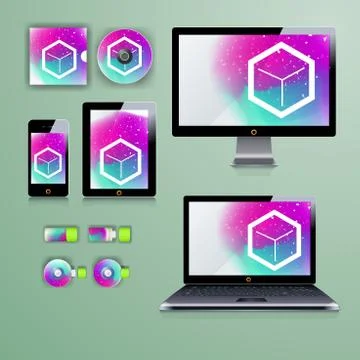 Corporate identity template with color elements. Vector company business styl Stock Illustration