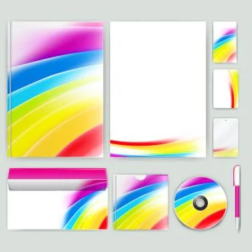 Corporate identity template with color elements. Vector company business styl 库存插图