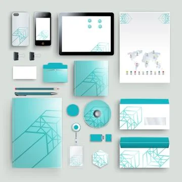 Corporate identity template with color elements. Vector company business styl Stock Illustration