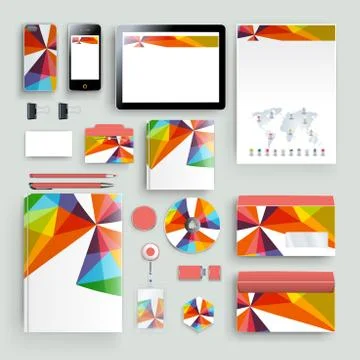 Corporate identity template with color elements. Vector company business styl Stock Illustration