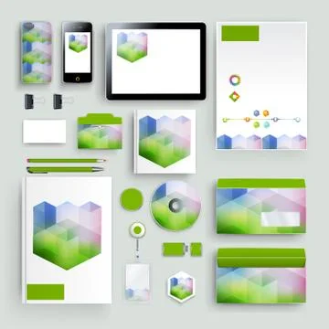 Corporate identity template with color elements. Vector company business styl Stock Illustration