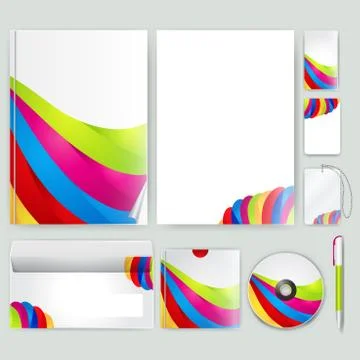 Corporate identity template with color elements. Vector company business styl 库存插图