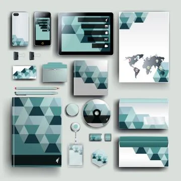 Corporate identity template with color elements. Vector company business styl 库存插图