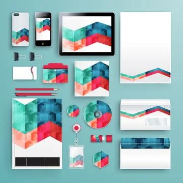 Corporate identity template with color elements. Vector company business styl Stock Illustration