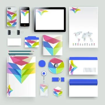 Corporate identity template with color elements. Vector company business styl Stock Illustration