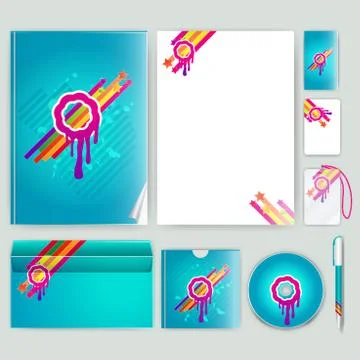 Corporate identity template with color elements. Vector company business styl 스톡 일러스트