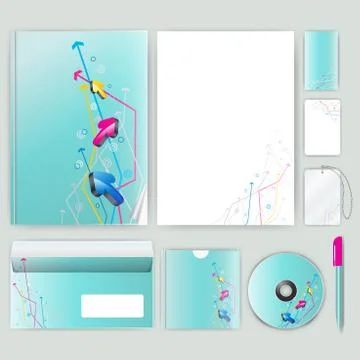 Corporate identity template with color elements. Vector company business styl Stock Illustration